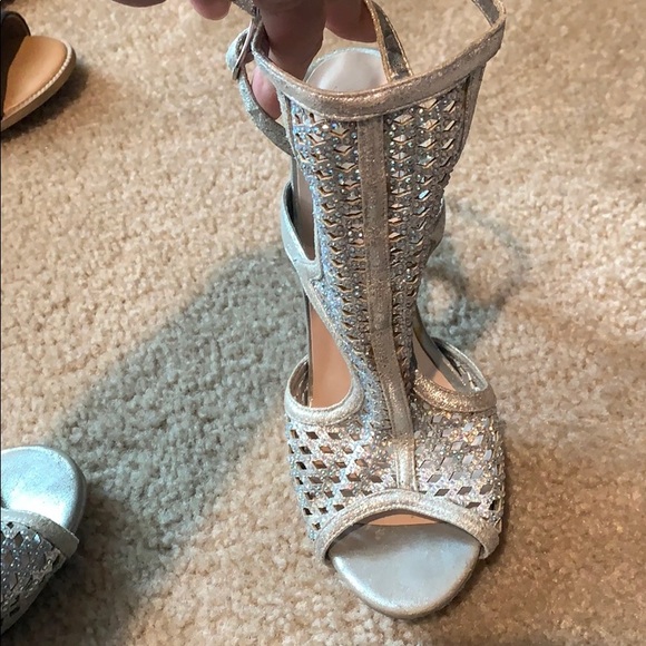 Silver High Heel Sandals - Picture 1 of 3
